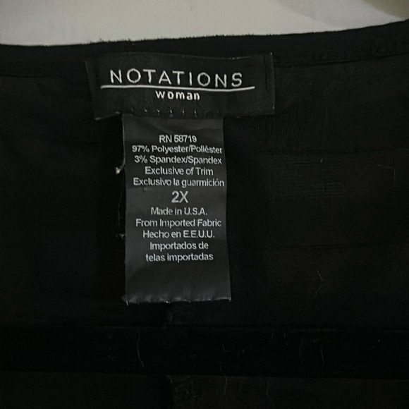 Notations Women's Black Ruffled 3/4 length Sleeve Dress Shirt. Size 2X - Picture 3 of 6